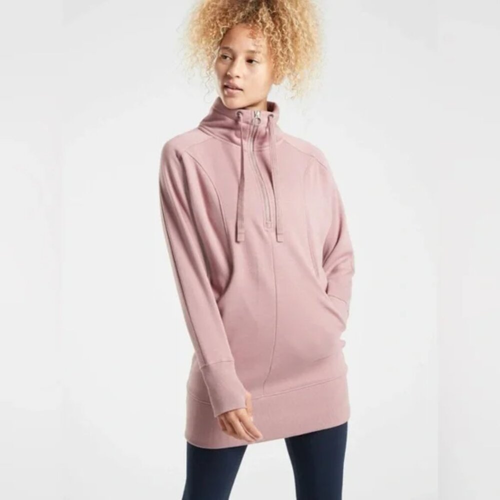 Athleta Cozy Karma 1/4 Zip Dress in Dogwood Mauve - Size S